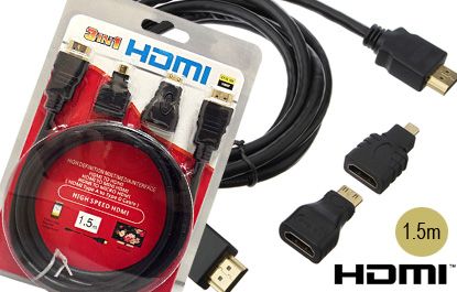 3in1 HDMI Cable 3 in 1 HDMI Cable Kit - 1.5M - siopashop.ie