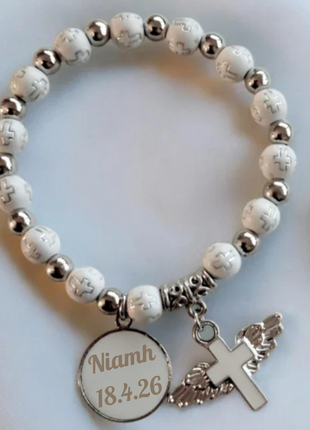 Personalised Pearl Bracelet with Cross Detail