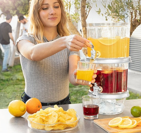 Double Drink Dispenser Double Drink Dispenser with Ice Tank and Snack Tray - siopashop.ie