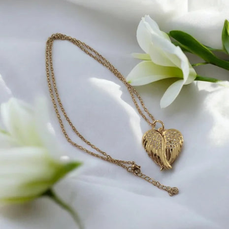 Personalised Diamante Angel Wings Lockets